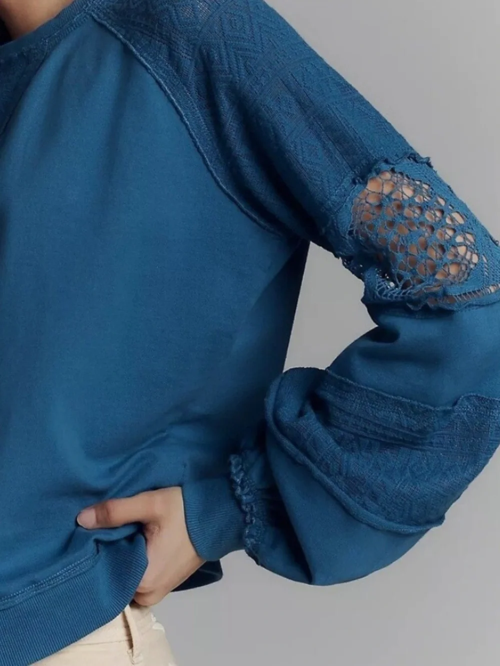 Anthropologie Lace Balloon-Sleeve Top